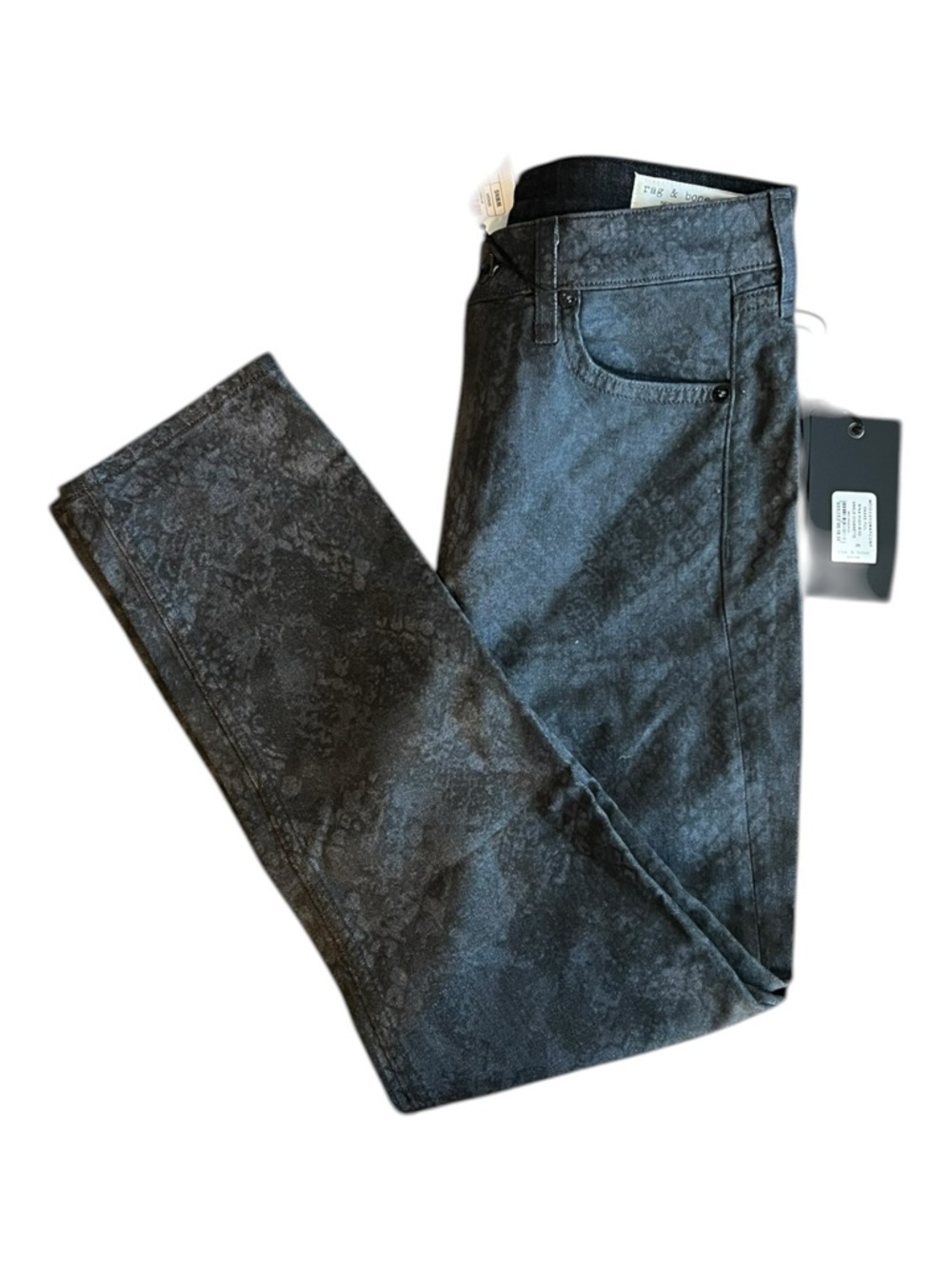 Rag & Bone Nina High Rise Snake Print Coated Jeans Ankle Cigarette Sz 25 - Picture 2 of 7